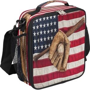 Patriotic Baseball Insulated Lunch Bag - Red, White & Blue